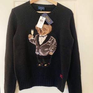 Ralph Lauren Tuxedo Bear Champagne Sweater